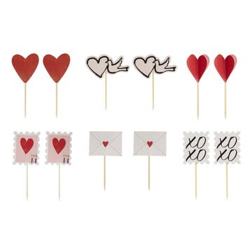 Rode Cupcake Toppers Love 12st, Verzenden