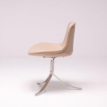 Fritz Hansen - Poul Kjaerholm - Stoel - PK9 - Staal, Leder