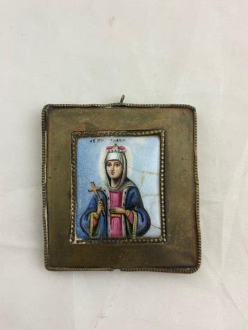 Icoon - Antieke Russische FINIFT-icoon Heilige Prinses Olga