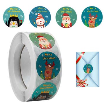 500 Kerst Stickers Op Rol - 2.5cm - Kerststickers -, Verzenden