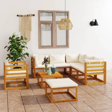vidaXL 8-delige Loungeset met kussens massief acaciahout, Tuin en Terras, Verzenden, Nieuw, Loungeset