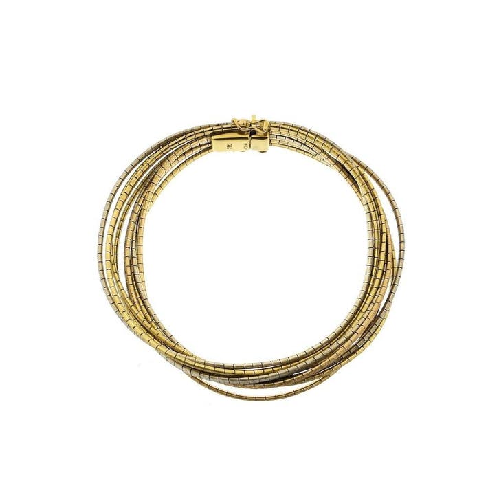 Tricolor gouden omega schakelarmband, Handtassen en Accessoires, Armbanden, Overige kleuren, Gebruikt, Goud, Ophalen of Verzenden
