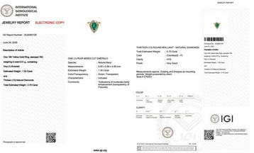 Ring - 18 karaat Geel goud - 2.05ct. tw. Smaragd - Diamant -