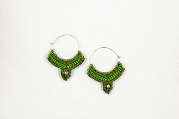 Macramé Oorringen - Olijf Groen / Mos Groen - Handgemaakt.., Ophalen of Verzenden, Nieuw