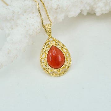 Koraal - Zilver, Verguld, Zonder reservering - Ketting met, Antiek en Kunst