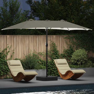 vidaXL Tuinparasol Zand en Antraciet 385 x 209 x 244 cm, Verzenden, Nieuw