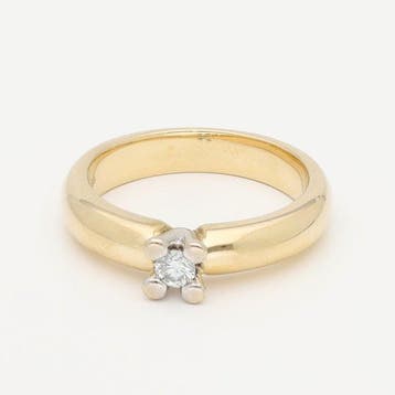 Bague - 14 carats Or jaune Diamant (Naturelle)
