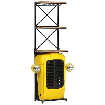 vidaXL Wijnkast tractor 49x31x172 cm massief mangohout geel, Verzenden
