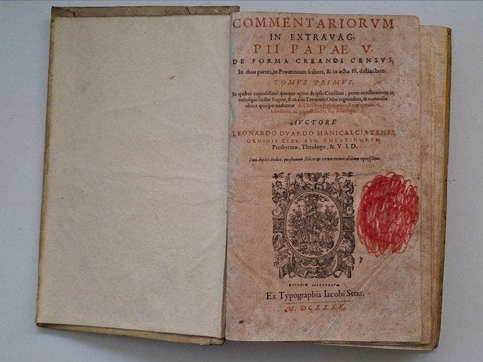 Leonardo Dvardo Manicalciatensis - Commentariorum in, Antiek en Kunst, Antiek | Boeken en Manuscripten