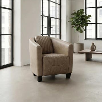 Leren fauteuil Press Special - Vintage Taupe (taupe/bruin), Huis en Inrichting, Nieuw, Ophalen of Verzenden, Eigentijds, Klassiek, Retro, Romantisch, Vintage