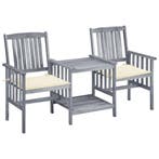 vidaXL Tuinstoelen met tafeltje en kussens massief, Tuin en Terras, Verzenden, Nieuw