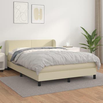 vidaXL Boxspring met matras kunstleer crèmekleurig 140x200, Verzenden, Nieuw
