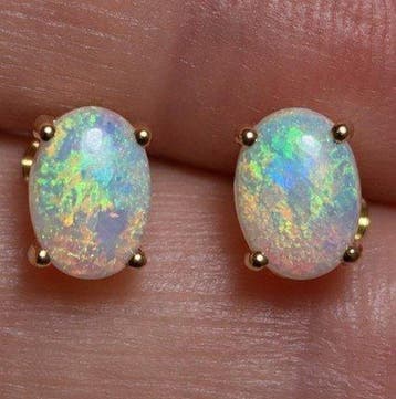 Opaal - Zilver, Verguld - Oorbellen - Natuurlijke, Verzamelen