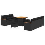 vidaXL Tuinbank Set met kussen 14 pcs Zwart poly rattan, Verzenden, Nieuw