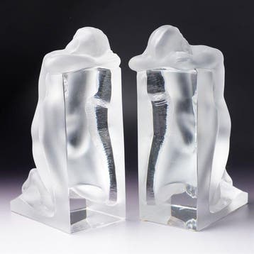 Lalique - Marc Lalique - Serre-livres (2) - Cristal -