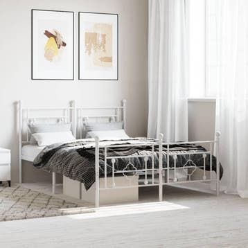 vidaXL Bedframe met hoofd- en voeteneinde metaal wit 140x200, Huis en Inrichting, Verzenden, Nieuw