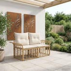 vidaXL Buiten loveseat 2 pcs Natuurlijk en Crème Wit poly, Verzenden, Nieuw