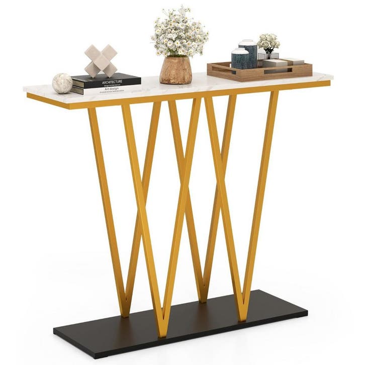 2dekans | Coast Haltafel - 100 x 30 x 79 cm - Wit Goud -, Maison & Meubles, Tables | Dessertes, Enlèvement ou Envoi