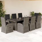 vidaXL 9-delige Tuinset met kussens poly rattan grijs, Verzenden, Nieuw, Tuinset