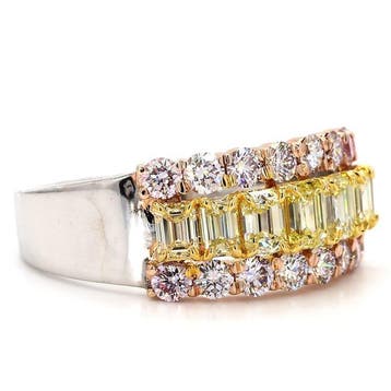Bague tendance - 18 carats Or blanc - 1.67ct. tw. Jaune