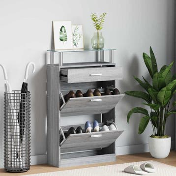 vidaXL Schoenenkast 63x24x104 cm bewerkt hout grijs sonoma, Verzenden, Nieuw