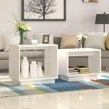 vidaXL 2-delige Salontafelset massief grenenhout wit, Maison & Meubles, Verzenden