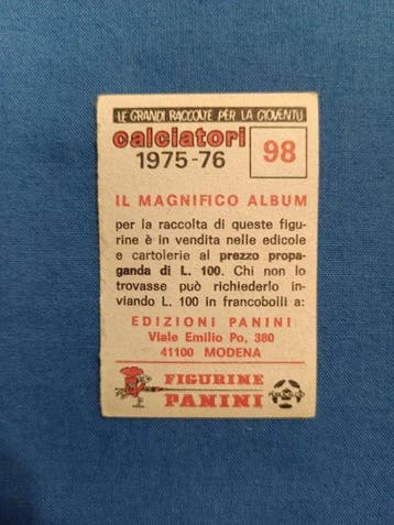 1975/76 Panini Calciatori PAOLO ROSSI (Rookie) #98 Sticker -, Nieuw