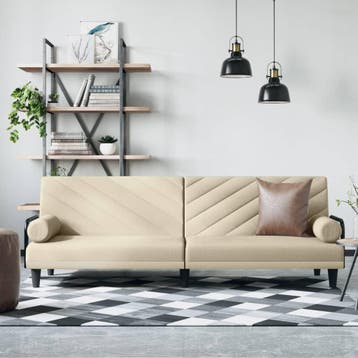 vidaXL Slaapbank / zetel met armleuningen stof crèmekleurig, Verzenden, Nieuw