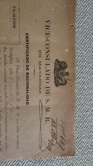 Spain Colony British Consulate S.M.B Nationality Certificate