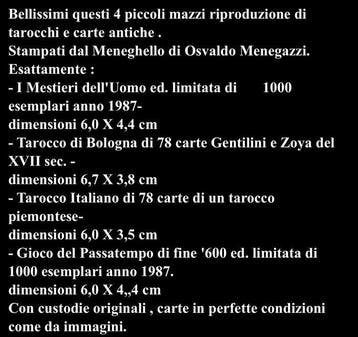 “IL MENEGHELLO” di Osvaldo Menegazzi 1986 - Cartes de tarot