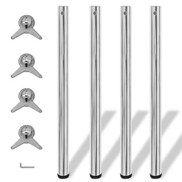 vidaXL Tafelpoten in hoogte verstelbaar chroom 870 mm 4 st, Huis en Inrichting, Verzenden, Nieuw