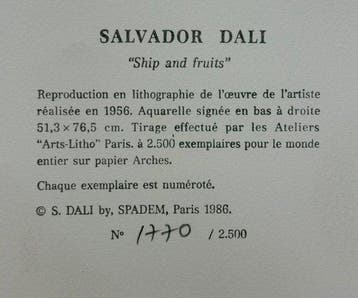 Salvador Dali (1904-1989) - Ship and fruits