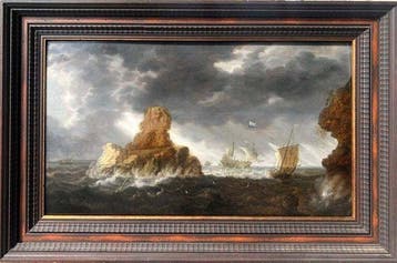 Bonaventura Peeters (1614-1652) - Stormy Sea with Merchant