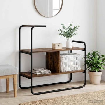 vidaXL Consoletafel Gerookt eiken 80 x 35 x 75 cm Bewerkt, Verzenden, Nieuw