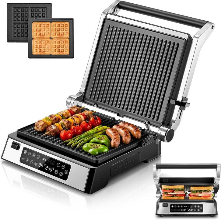 Contactgrill 4-in-1 XL 2200W | Retour deal | 41% korting!, Elektronische apparatuur, Contactgrills, Vaatmachinebestendige platen