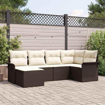 vidaXL Tuinbank Set 6 st Bruin poly rattan, Verzenden