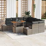 vidaXL Tuinbank Set met opslag 9 pcs Grijs Poly rattan, Verzenden