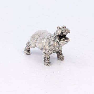 Hippopotamus amphibius (Massief zilver) - Beeldje - .800, Antiek en Kunst, Antiek | Zilver en Goud