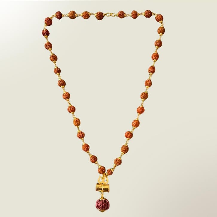 Messing Rudraksa mala halsketting met 33 kralen, Trishul en, Sport en Fitness, Gezondheidsproducten en Wellness, Ophalen of Verzenden