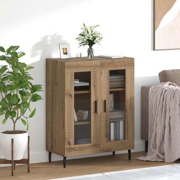 vidaXL Dressoir Artisan Eiken 69,5 x 34 x 90 cm Bewerkt hout, Verzenden