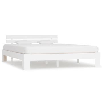 vidaXL Bedframe met hoofdbord massief grenenhout wit 160x200, Verzenden, Nieuw