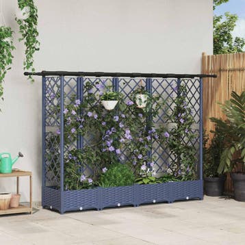 vidaXL Verhoogd Bed met Trellis en Dak Grijs 202,5 x 40 x, Verzenden, Nieuw