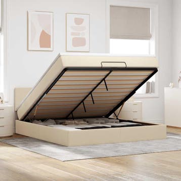 vidaXL Bed poef met matras en LEDs 180x200 cm stof, Verzenden