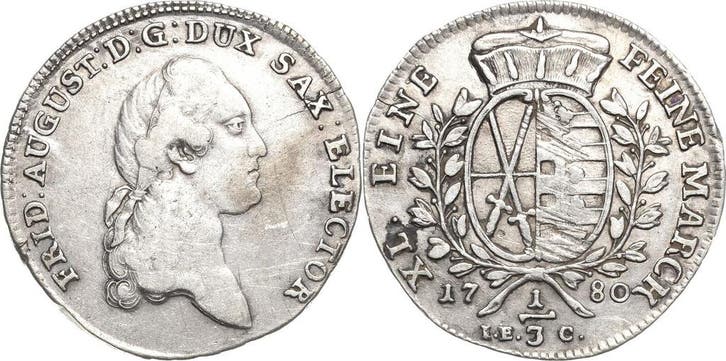 1/3 taler, daalder 1780, Sachsen-kurlinie ab 1547 (albert..., Timbres & Monnaies, Monnaies | Europe | Monnaies non-euro, Envoi