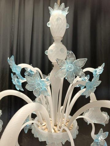 Lustre - Mousse - Verre de Murano - 5 lumières, Antiquités & Art