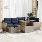 vidaXL 7-delige Loungeset met kussens poly rattan acacia, Verzenden, Nieuw, Loungeset