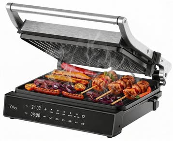Olvy Contactgrill XL - Uitneembare PFAS-vrije platen - 180º, Verzenden, Nieuw
