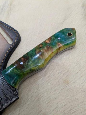Turquoise Trail Damascus Knife 234 – Artisan Fixed Blade