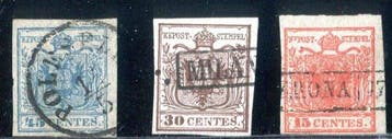 Anciens États italiens - Lombardie-Vénétie 1850 - 3 valeurs