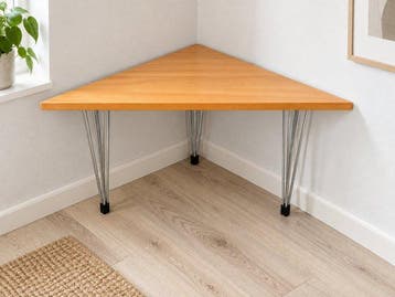 Bijzettafel - Hout - Vintge driehoekige hoektafel – hairpin